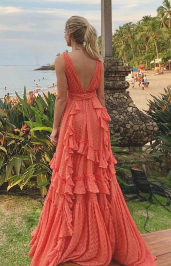 Vestidos formales para mujer, escote en V profundo, corte A, vestido de fiesta en capas